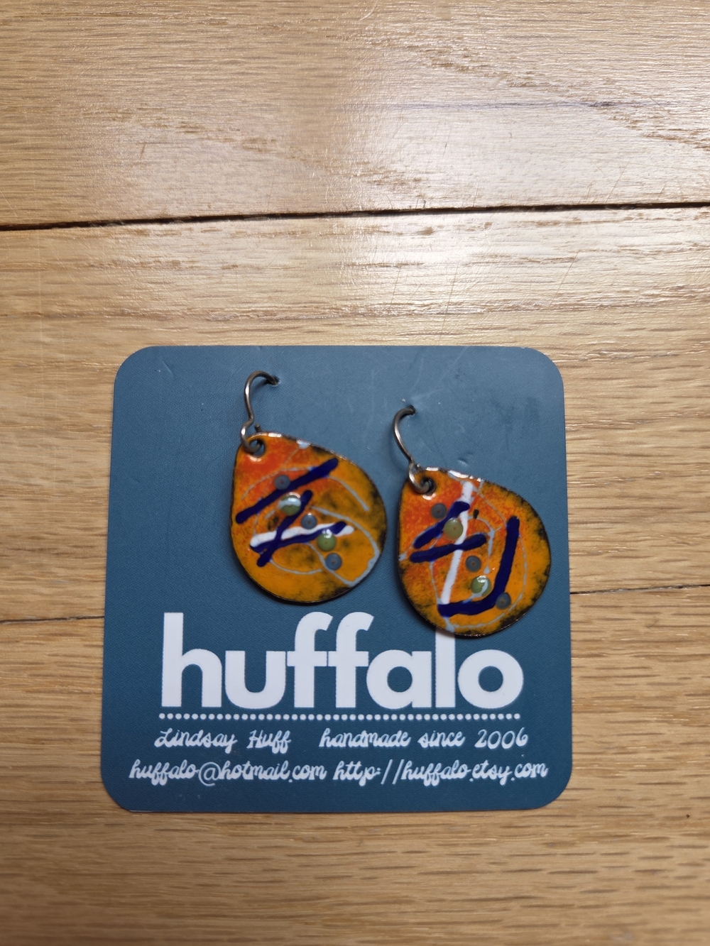 huffalo Orange Teardrop Enamel Earrings